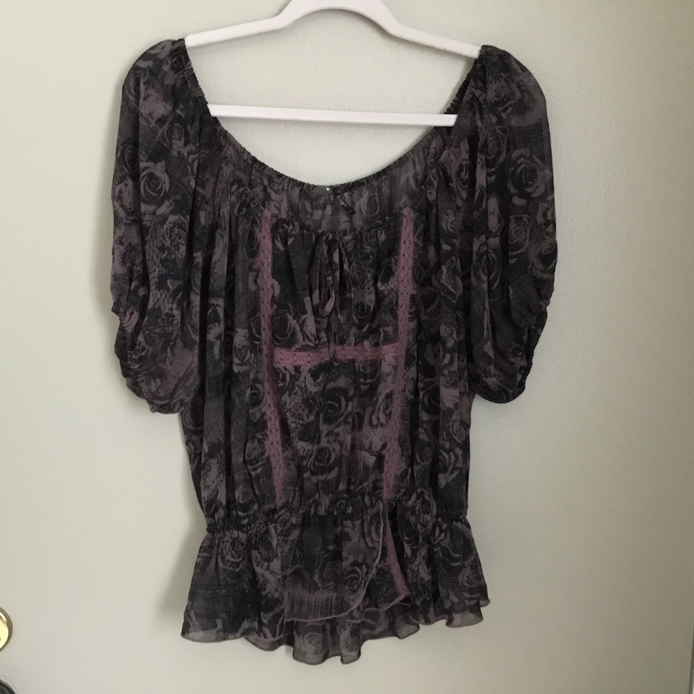 Guess Off the Shoulder Sheer Blouse
